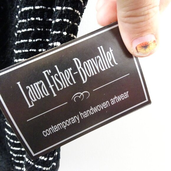 Laura Fisher-Bonvallet Beauxchenes Fibre Arts Chenille Vest Size 3 Black White - Picture 4 of 9